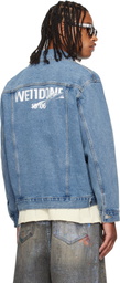 We11done Blue Logo Trucker Denim Jacket