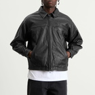 FrizmWORKS Men's Destroyed Cowhide Leather Jacket in Washed Black