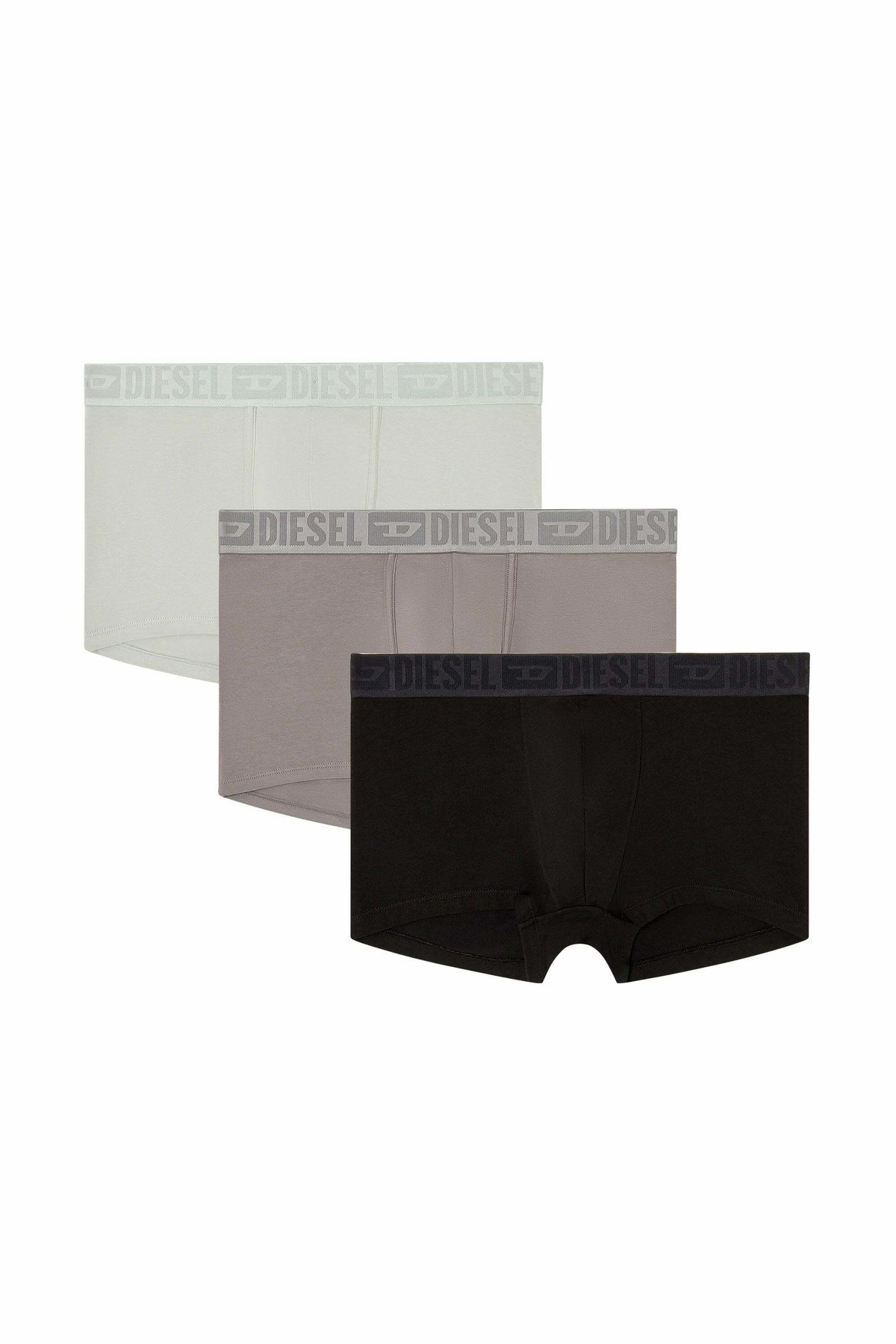 Diesel Three-pack of stretch cotton boxer briefs with tonal waistband - Trunks Mens in Grey