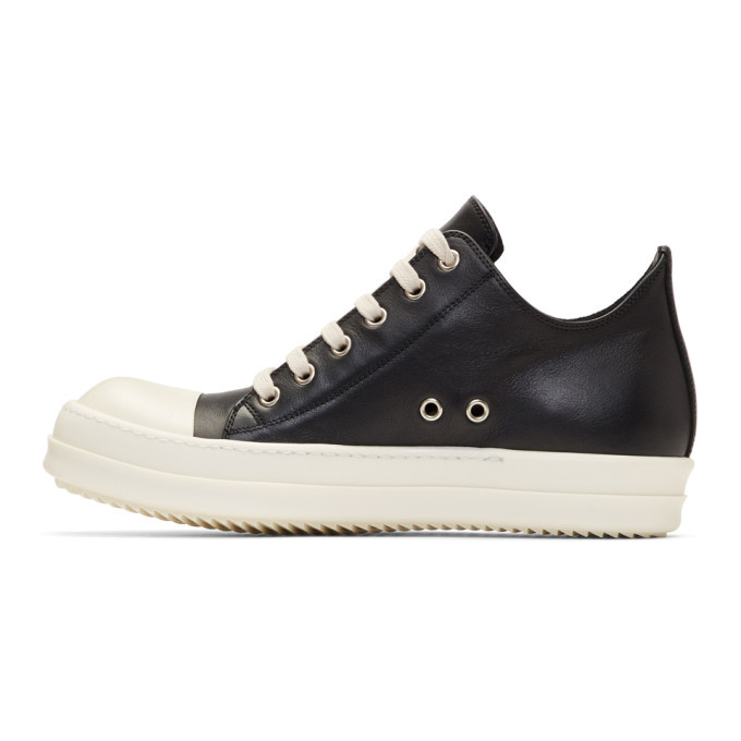 Rick Owens Black and Off-White Leather Low Sneakers Rick Owens