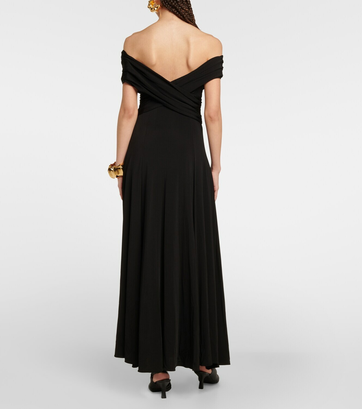 Kellie Off Shoulder Crepe Maxi Dress - Black