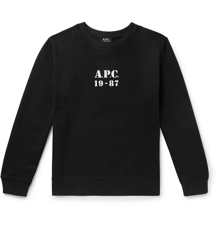 Photo: A.P.C. - Gaby Logo-Print Loopback Cotton-Jersey Sweatshirt - Black