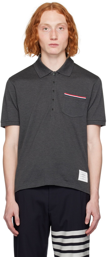 Photo: Thom Browne Gray Patch Pocket Polo