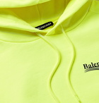 BALENCIAGA - Logo-Print Fleece-Back Cotton-Jersey Hoodie - Yellow