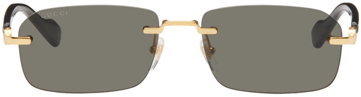 Photo: Gucci Black & Gold Rimless Sunglasses