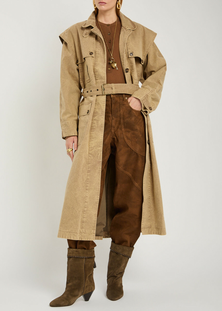 Isabel Marant étoile Michaela Belted Cotton Coat Light Brown