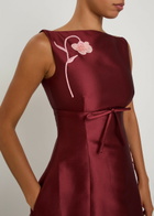 Erdem Floral-embroidered Mikado Satin Midi Dress Bordeaux