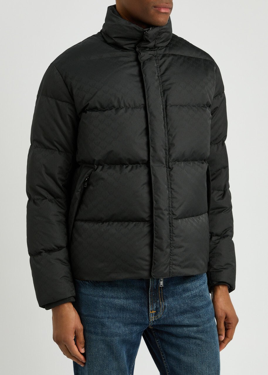 Emporio Armani Logo-monogram Quilted Shell Jacket Black
