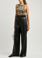 Nanushka Harlee Belted Faux Leather Trousers Black