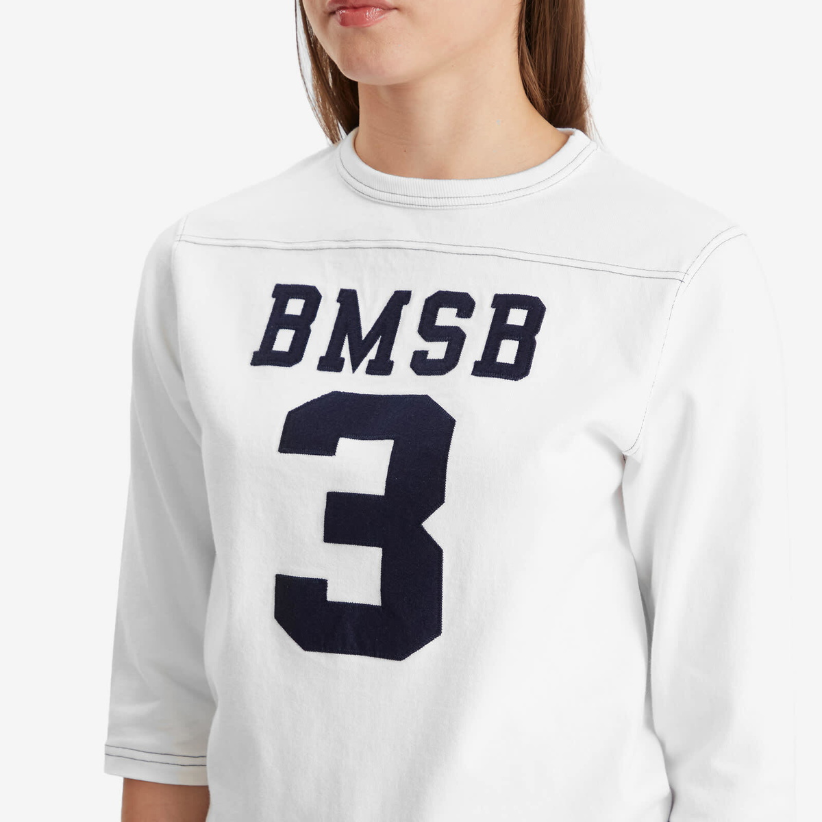 Beams Boy Women's 3/4 Sleeve Football T-Shirt in White 