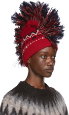 Junya Watanabe Red Wool Fringed Beanie