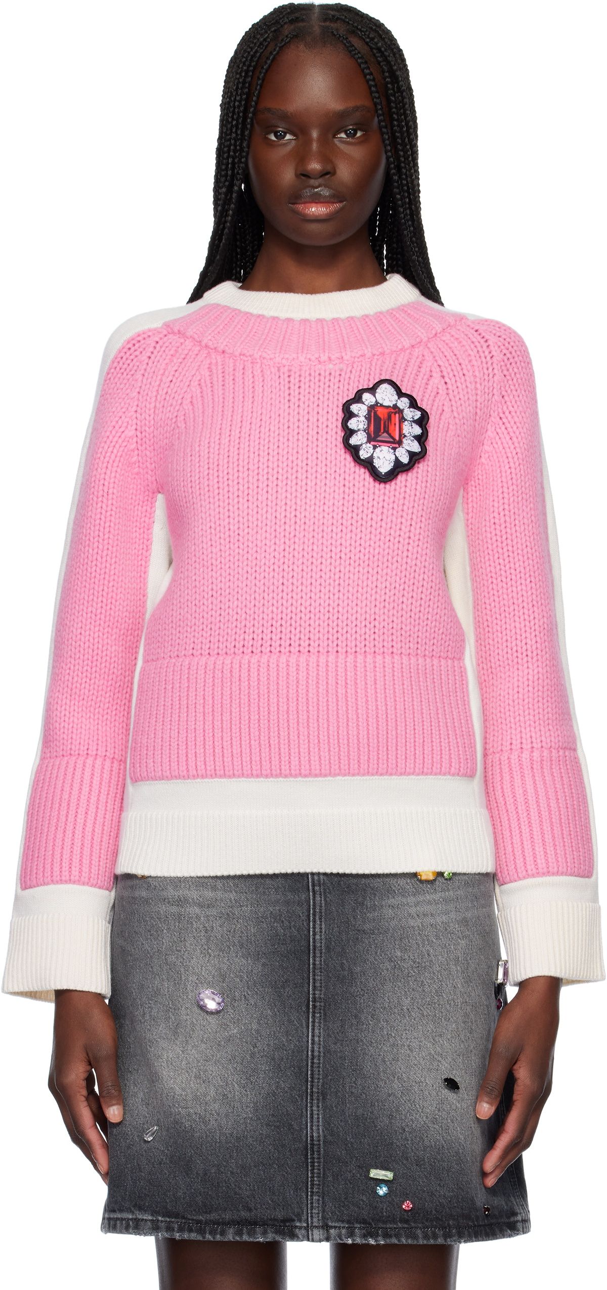 Marc Jacobs Off-White & Pink Trompe L'oeil Sweater Marc Jacobs