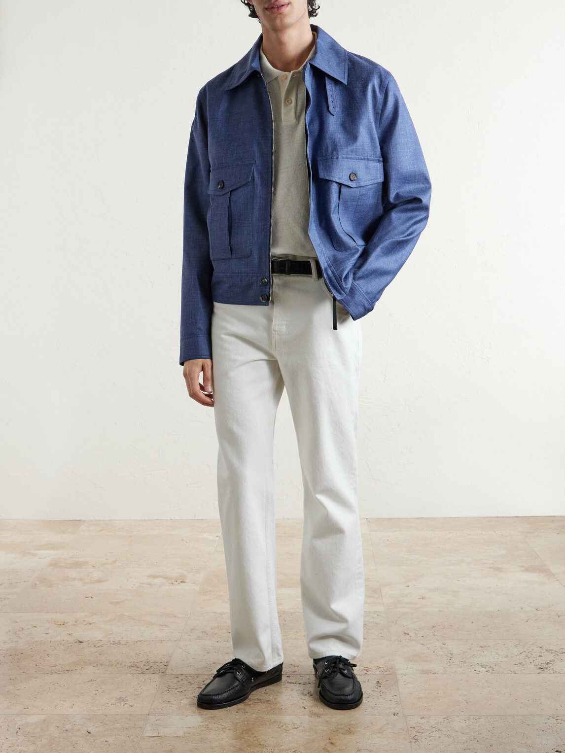 Mr P. - Organic Cotton and Linen-Blend Piqué Polo Shirt - White