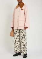 Ganni Corduroy-collar Twill Jacket Light Pink
