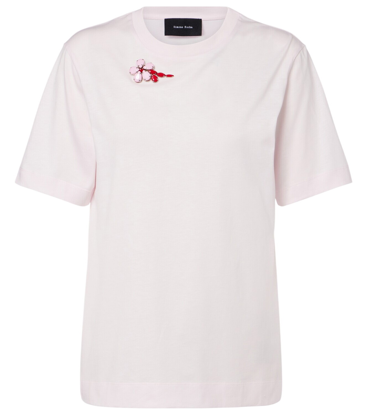 Simone Rocha Pink Ruched Flower T-Shirt Simone Rocha