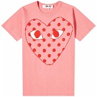 Comme des Garçons Play Women's Red Heart Polka Dot Logo T-Shirt in Pink