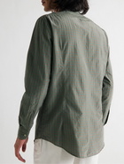 Massimo Alba - Grandad-Collar Checked Cotton and Silk-Blend Shirt - Green