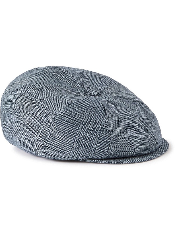 Photo: Brunello Cucinelli - Prince of Wales Checked Woven Flat Cap - Blue