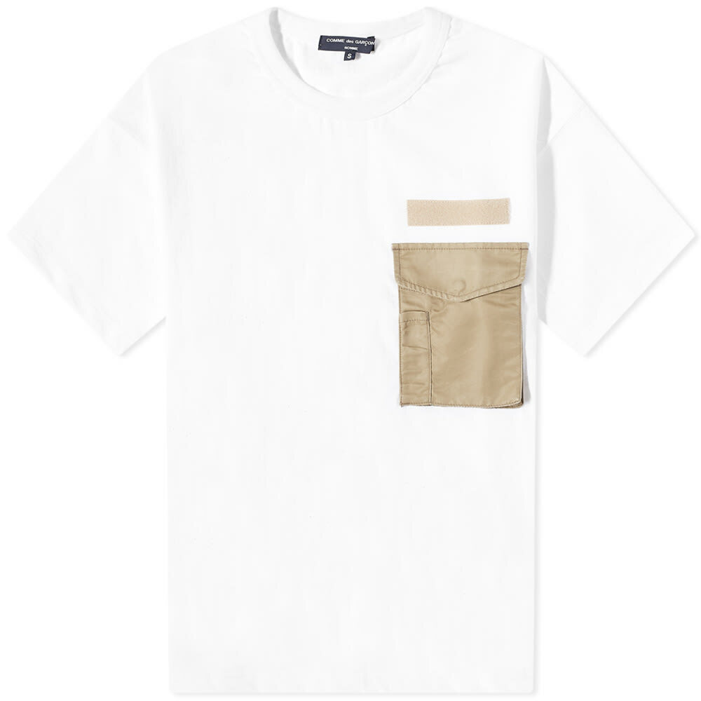Comme des Garçons Homme Dyed Pocket Tee Comme des Garçons Homme Men's Dyed Pocket T-Shirt in White Comme