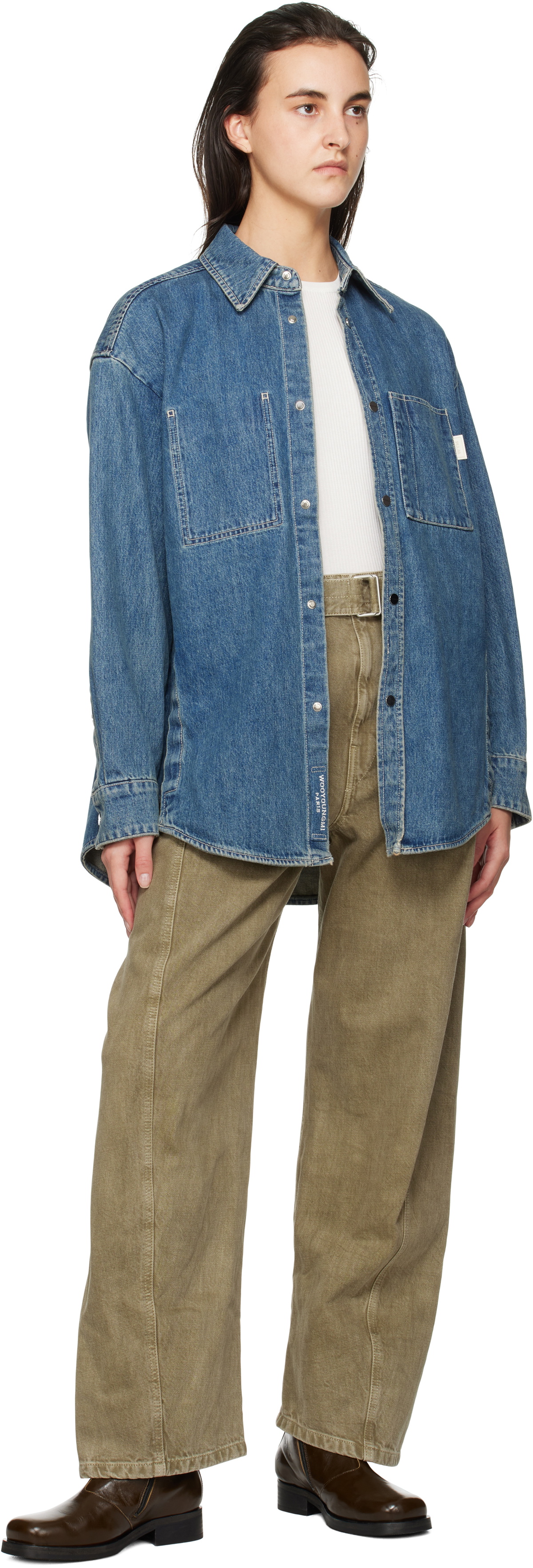 WOOYOUNGMI Blue Back Logo Denim Shirt