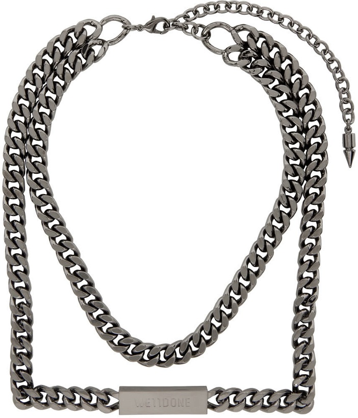 Photo: We11done Gunmetal Spike Plaque Necklace
