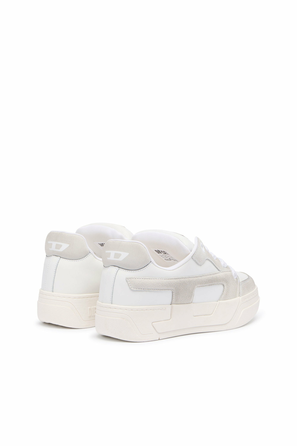 Diesel D-Ollie-Distressed sneakers in leather and suede - Sneakers Womens in White