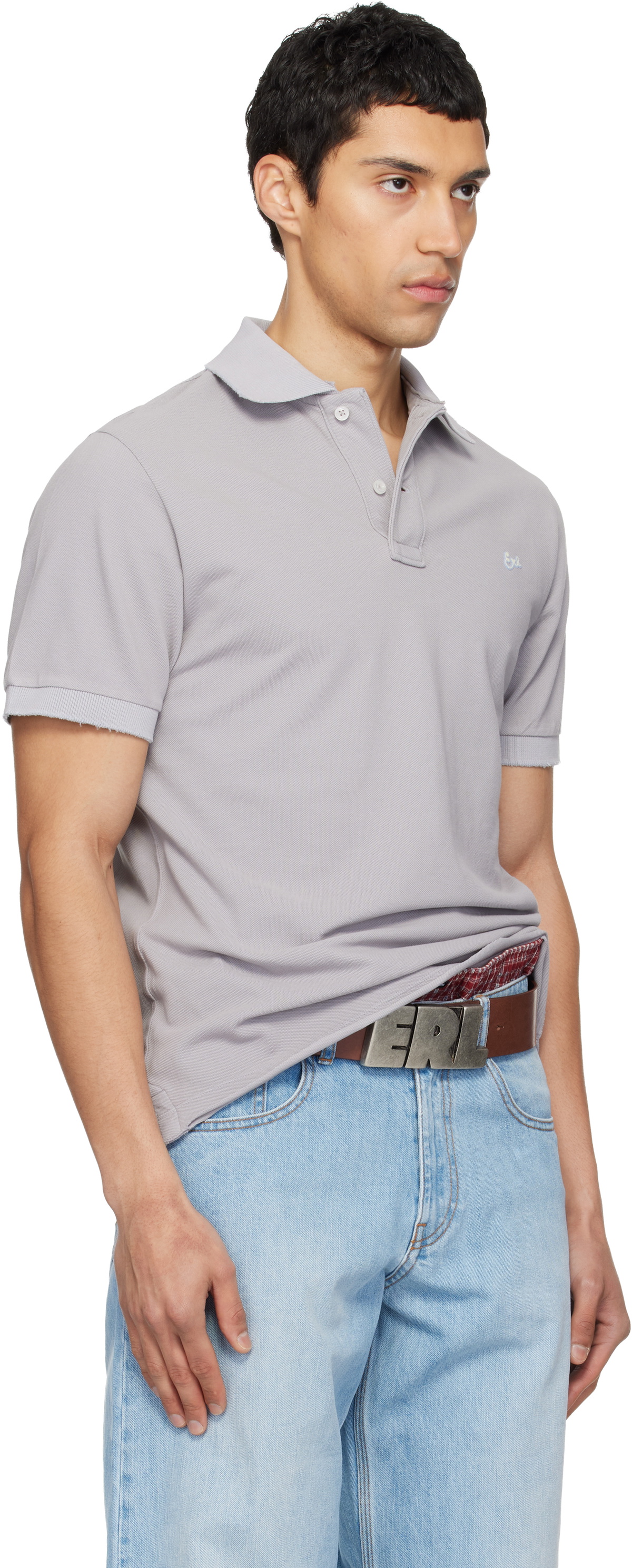 ERL Gray Logo Patch Polo