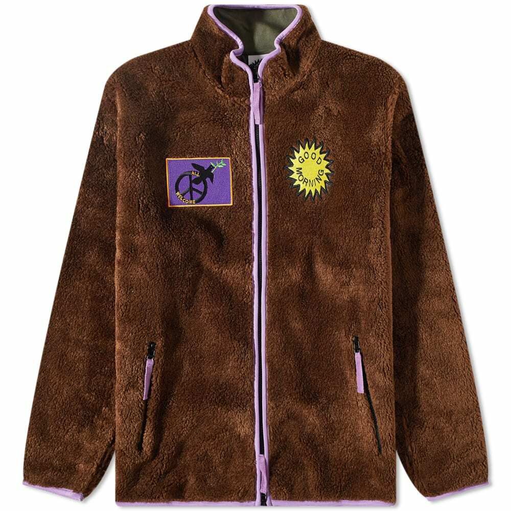 Good Morning Tapes Men's Polar Fleece Zip Jacket in Chocolate