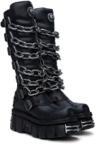 VETEMENTS Black New Rock Edition Chain Lace-Up Boots