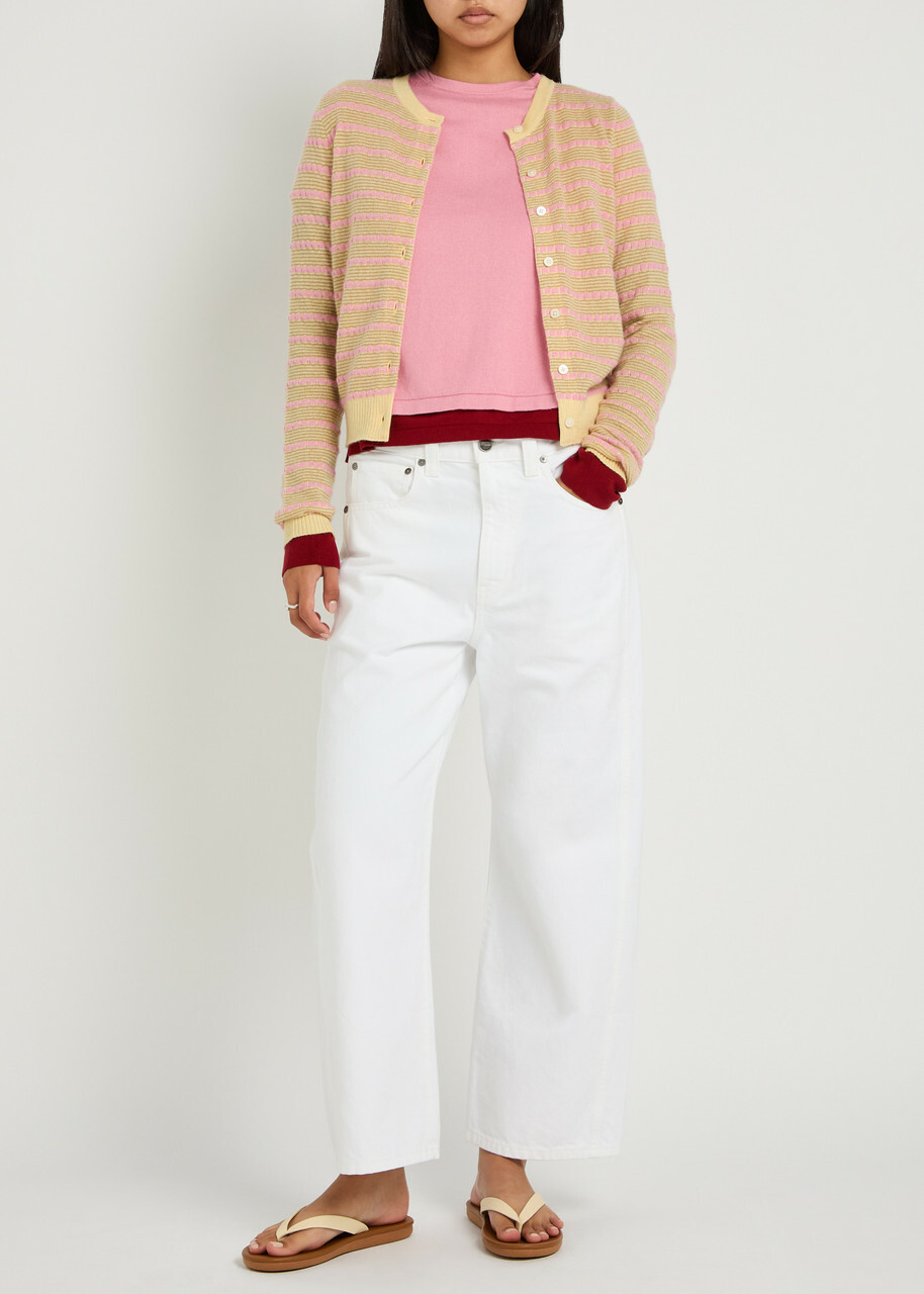 Guest In Residence Pebble Jane Striped Cashmere Cardigan Yellow