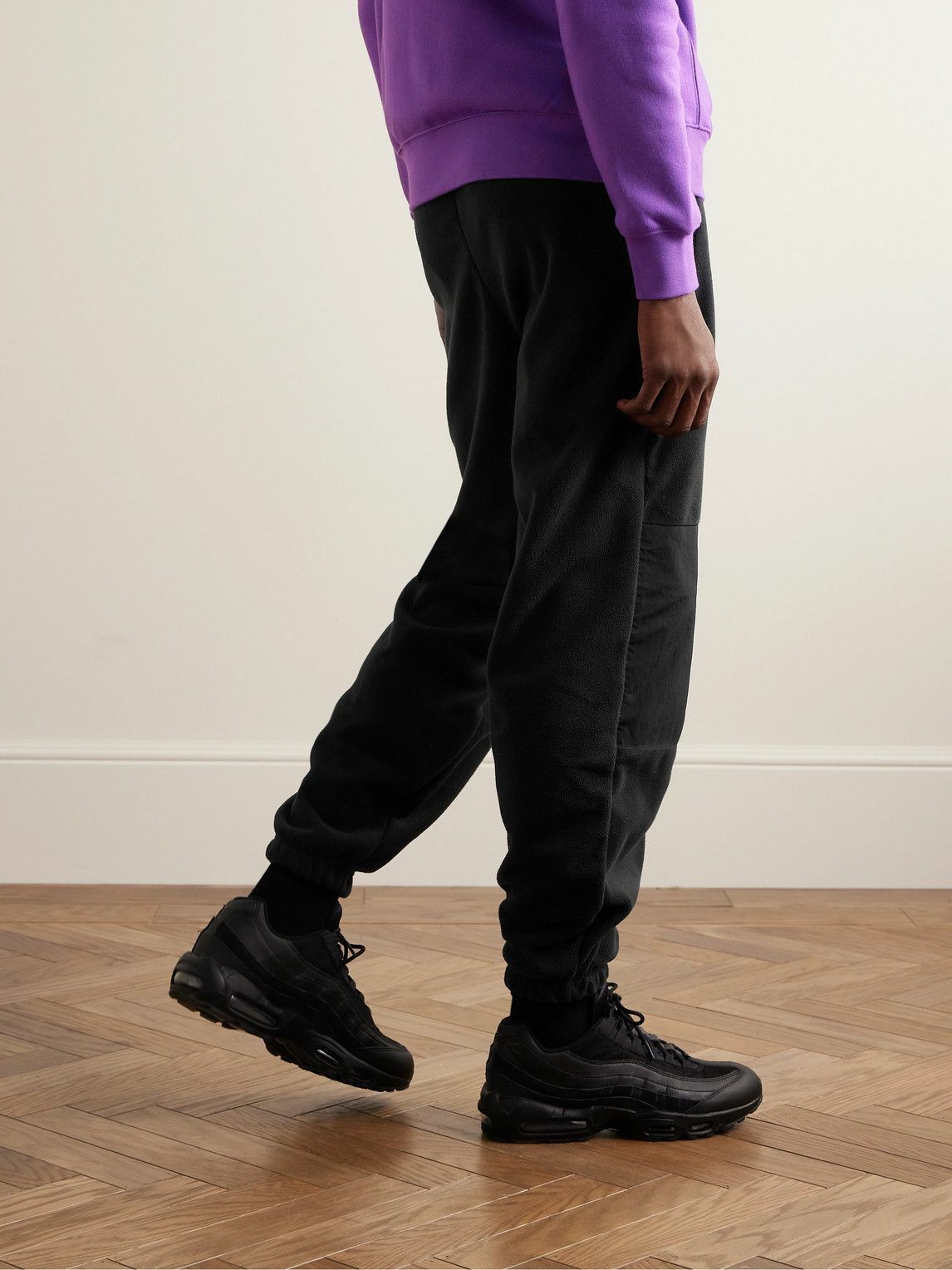 Club Straight-Leg Logo-Embroidered Nylon-Trimmed Fleece Sweatpants