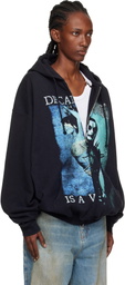 VETEMENTS Black Cradle of Filth Cut-Up Oversized Zip-Up Hoodie