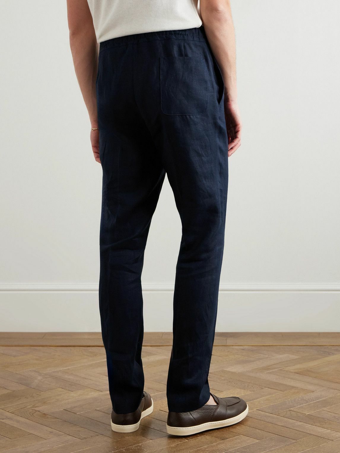 Kingsman - Straight-Leg Linen Drawstring Trousers - Blue
