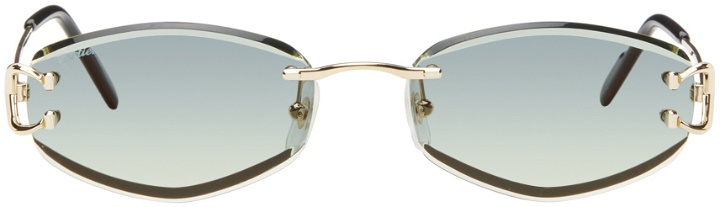 Photo: Cartier Gold & Green 'Signature C de Cartier' Geometrical Metal Sunglasses