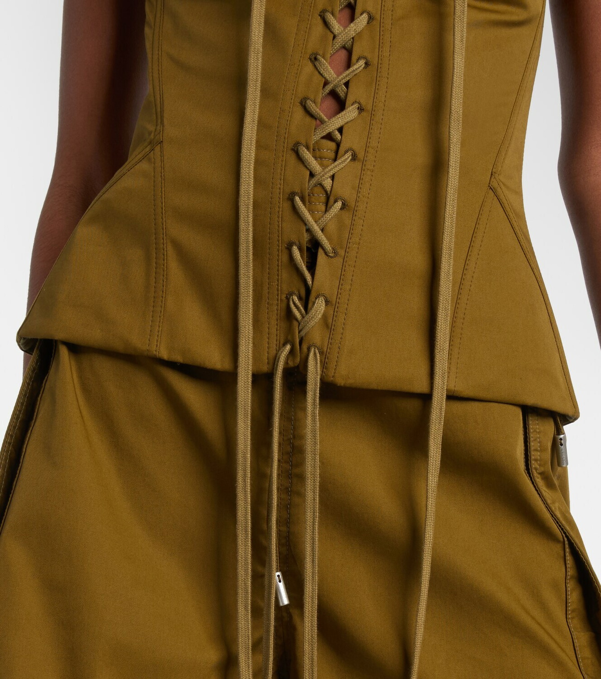 McQueen Cutout lace-up cotton corset top