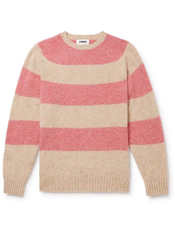 Photo: YMC - Suedehead Striped Wool Sweater - Pink
