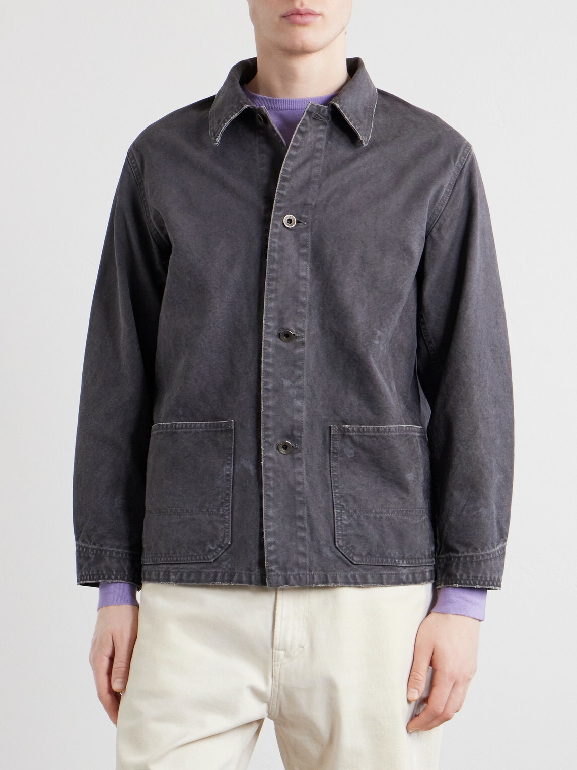 FULLCOUNT - Tent Cloth Distressed Denim Chore Jacket - Gray