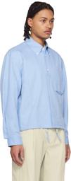 Solid Homme Blue Half Hidden Button Shirt