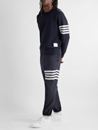 Thom Browne - Striped Ribbed Cotton-Jersey Sweatshirt - Blue