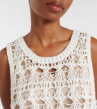 Brunello Cucinelli Open-knit jute and cotton-blend top