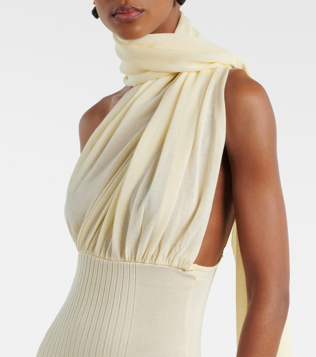 Aya Muse Thea scarf-detail ribbed-knit maxi dress