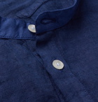 Massimo Alba - Grandad-Collar Linen Half-Placket Shirt - Blue