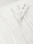 Brunello Cucinelli - Straight-Leg Pinstriped Pleated Linen Trousers - White