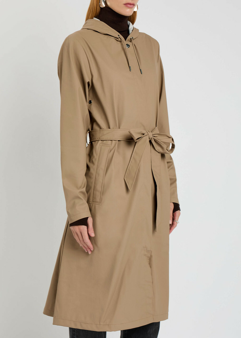 Rains Hooded Coated Shell Jacket Beige