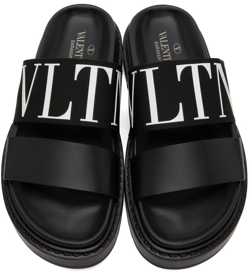 Valentino Garavani Black Logo Slide Sandals Valentino Garavani display picture 2