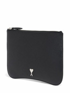 AMI PARIS Paris Paris Leather Zip Pouch