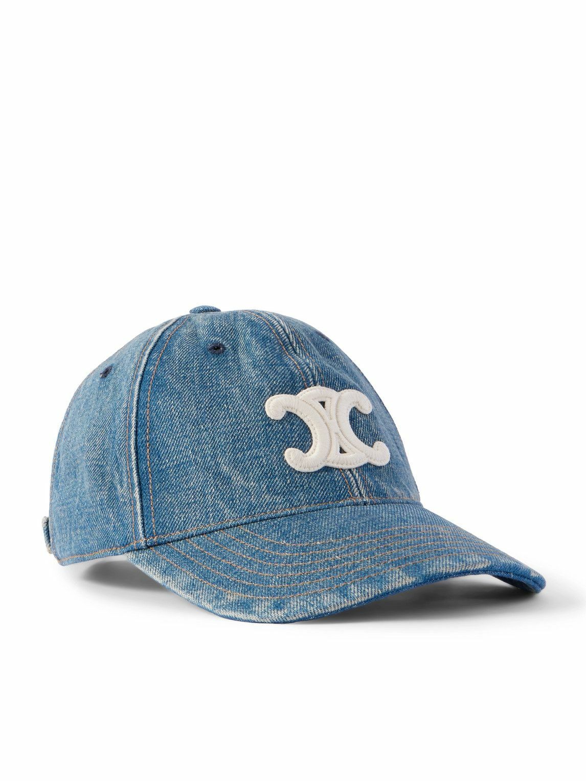 CELINE - Logo-Appliquéd Denim Baseball Cap - Blue