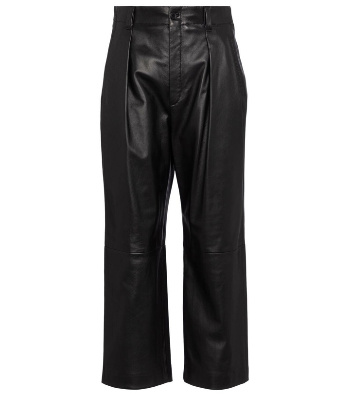 Photo: Saint Laurent High-rise straight leather pants