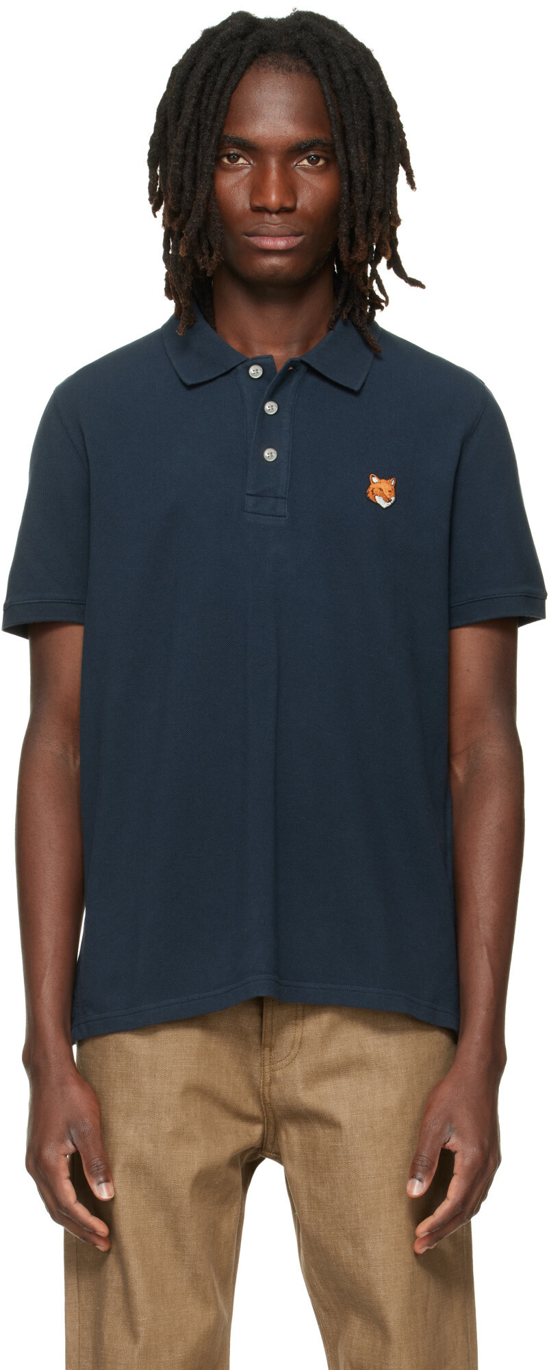 Maison Kitsuné Navy Fox Head Regular Polo