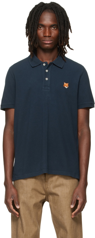 Photo: Maison Kitsuné Navy Fox Head Regular Polo